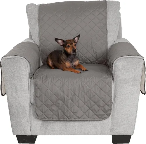 Vista 10 de Furhaven - Funda para muebles de sala de estar para perros y gatos, protector reversible de dos tonos, resistente al agua, lavable, color gris