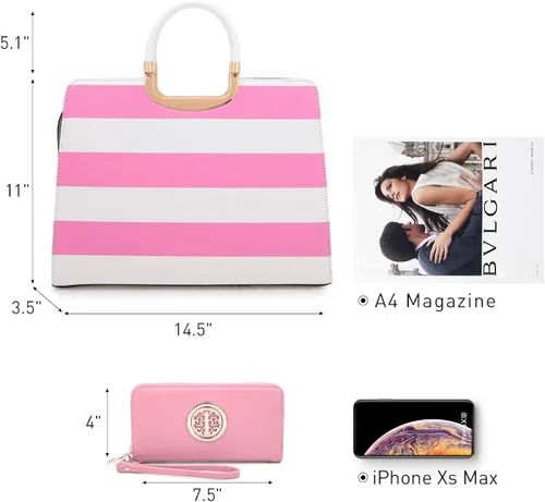 Vista 4 de Womens Handbag Top Handle Shoulder Bag Tote Satchel Purse Work Bag with Matching Wallet