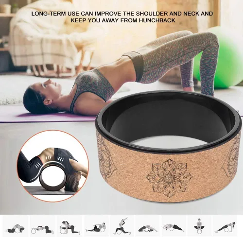 Vista 3 de Rueda de yoga de goma sintética de alta densidad para estiramiento y flexibilidad para ayudar a dolores de espalda y tensión, desgarro, diseño