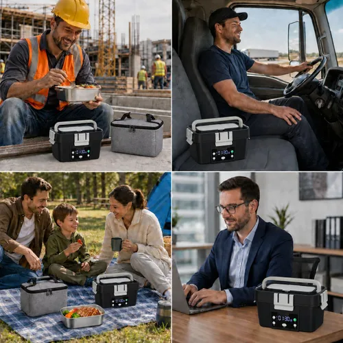 Vista 7 de Lonchera térmica inalámbrica para el trabajo, calentador de alimentos autocalentable alimentado por batería de 20000 mAh, lonchera portátil