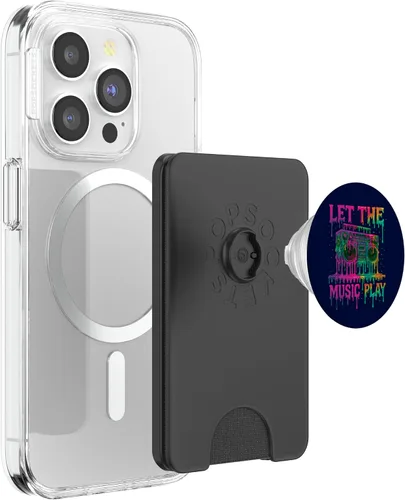 Vista 3 de Freestyle Dance Music Let The Music Play Retro Drip Boombox PopSockets PopWallet for MagSafe