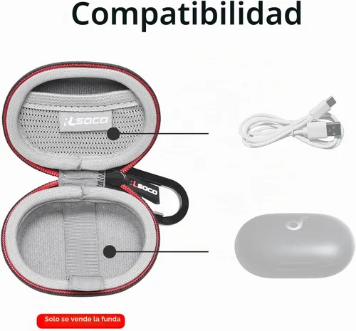Vista 4 de RLSOCO Estuche de transporte para auriculares inalámbricos Anker Soundcore Space A40 con cancelación activa de ruido autoajustable - Negro