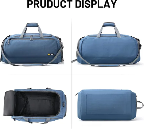 Vista 4 de MIER Bolsa de gimnasio grande para hombres con compartimento para zapatos, bolsas de lona ligeras para deportes, viajes, entrenamiento, fitness, fin