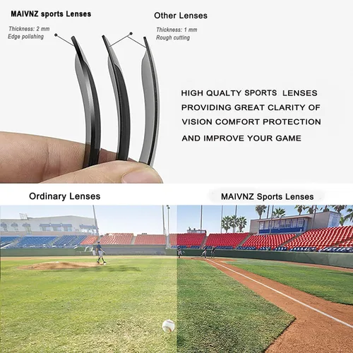 Vista 5 de maivnz Gafas de sol de béisbol para hombres y mujeres, protección UV400, gafas deportivas al aire libre para ciclismo, correr, golf, softbol
