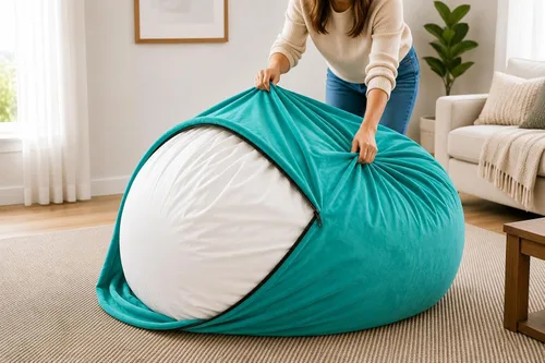 Vista 18 de ULTIMATE SACK Funda de repuesto para puf de 5 pies Gamuza burdeos Solo funda extraíble lavable borgoña ante
