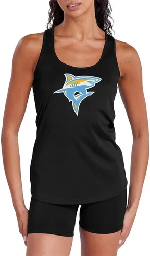 Vista 355 de Camiseta deportiva sin mangas oficial de NCAA Collegiate para mujer, con espalda cruzada, colección con logotipo primario