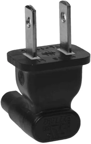 Vista 2 de SF Cable, Adaptador de enchufe de ángulo recto de 2 puntas, receptáculo IEC 60320-C7 de los E.E.U.U. a NEMA 1-15P