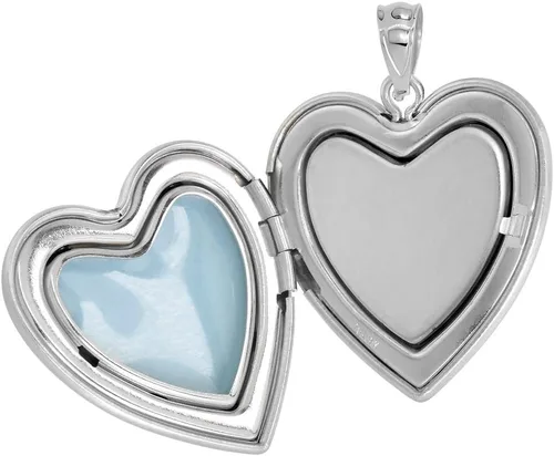 Vista 2 de Collar de plata de ley con forma de corazón de diamanteurna de 1 imagen de 1 pulgada
