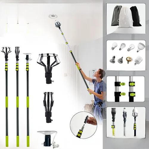 Vista 3 de HouseVibe Poste cambiador de bombillas extensible para techos altos