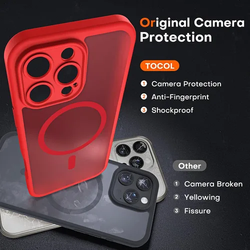 Vista 229 de TOCOL Funda para iPhone 11, compatible con Magsafe, protección completa de cámara, imanes integrados, protección contra caídas, funda translúcida