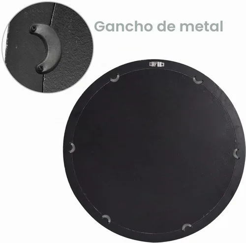 Vista 3 de Sawsile - Espejo redondo de madera, 45 cm, espejo circular rústico de granja con marco natural de madera con cuentas boho, espejo de pared