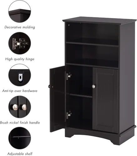 Vista 6 de Spirich Armario de almacenamiento de baño moderno de madera espresso, 23.62 pulgadas de ancho x 11.81 pulgadas de profundidad x 40.15 pulgadas