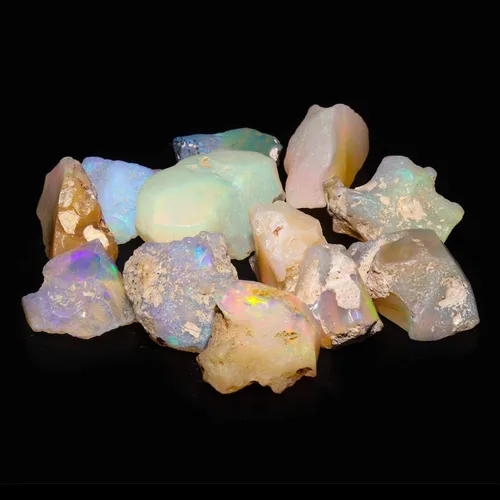 Vista 2 de Piedra natural de ópalo etíope crudo, cristal áspero piedra natal de octubre para hacer joyas, suministros de cristal para bricolaje, piedras