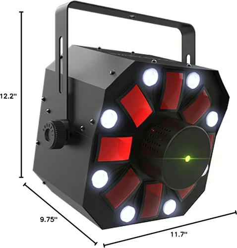 Vista 6 de Chauvet DJ Swarm 5 FX ILS 3 en 1 Derby/Strobe - Paquete de luces LED con 2 cables DMX y paño de pulido Austin Bazaar