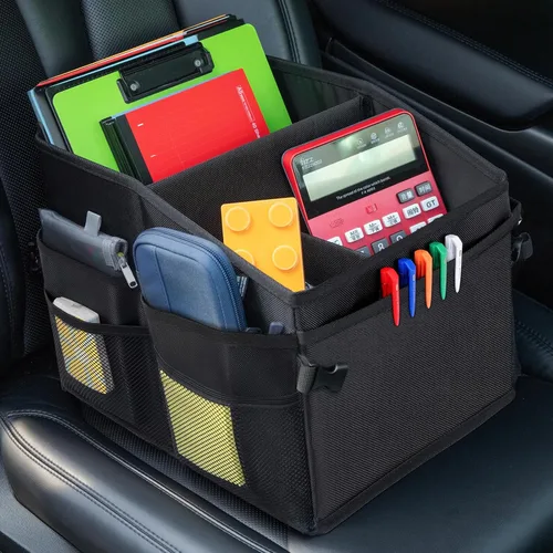Vista 3 de CASHINE Organizador plegable para asiento de automóvil, caja de almacenamiento de tela Oxford para asiento trasero, organizador de asiento delantero