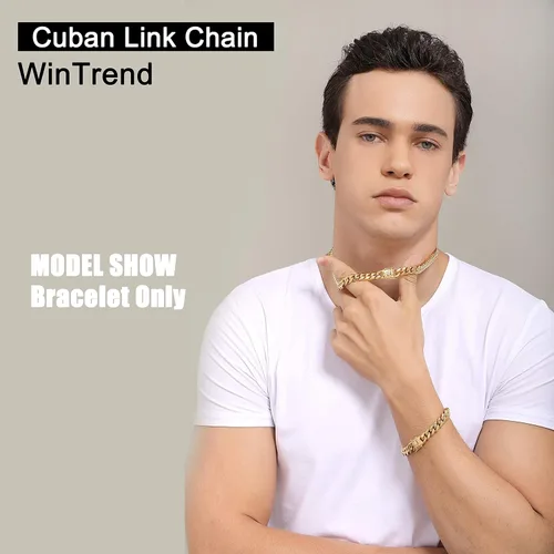 Vista 5 de Collar o pulsera de eslabones cubanos con cierre de caja de diseño para hombres de 0.236 in, 0.315 in, 0.394 in, 0.472 in, 0.591 in, 0.709 in, oro