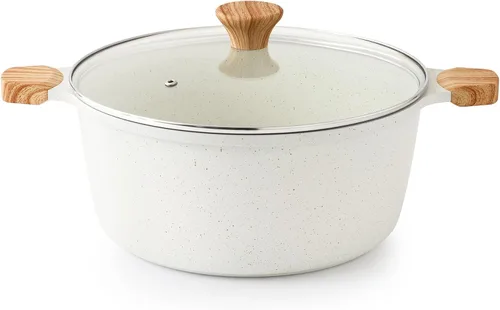 Vista 14 de SENSARTE Olla de cerámica antiadherente con tapa, olla de cocción de inducción de 4.5 cuartos de galón con tapa de vidrio templado, olla