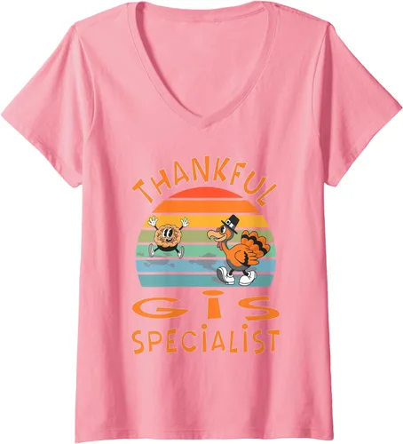 Vista 11 de Womens GIS Specialist Job Funny Thanksgiving V-Neck T-Shirt