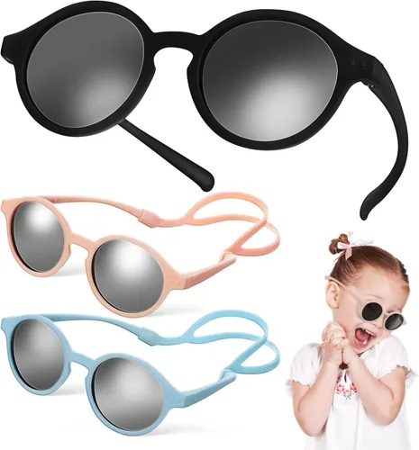 Vista 9 de KESYOO Gafas de sol para bebé, 3 unidades, gafas de sol con correa de 2 a 4 años, Como se muestra