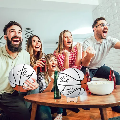 Vista 5 de Hiboom 1 Set Autograph Basketball with Acrylic Stand 1/3 marrón