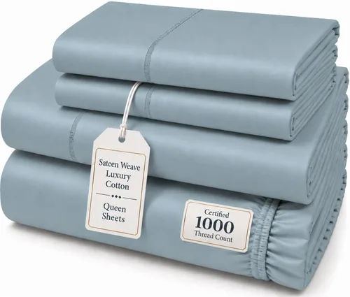 Vista 35 de CHATEAU HOME COLLECTION Juego de sábanas tamaño individual, sábanas de 1000 hilos tamaño individual de algodón, sábanas individuales de bolsillo 01