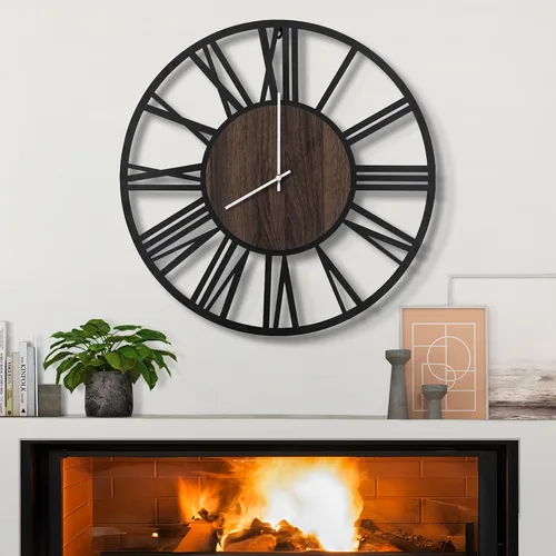 Vista 9 de LEIKE Relojes de Pared Grandes, Silenciosos, Sin Tictac, Funcionan con Baterías, Rústico Redondo Moderno Gran Reloj de Pared de Madera para Sala