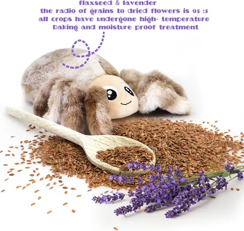 Vista 4 de Animal de peluche de araña mentirosa calentable y refrigerable, almohadilla térmica para microondas para calambres menstruales, lindos peluches