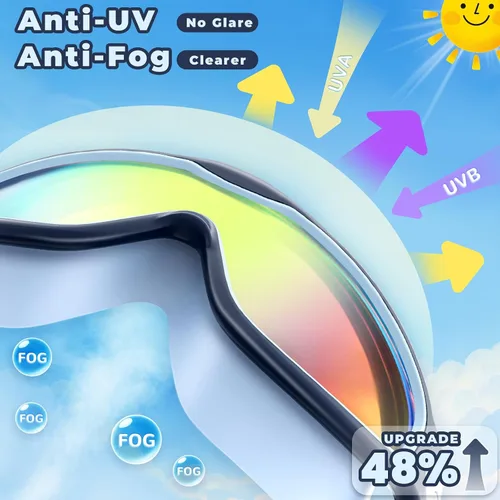 Vista 5 de Keary - Paquete de 2 gafas de natación para niños de 3 a 15 años, protección ultravioleta, antivaho, para piscina, agua, para niños, niñas, jóvenes