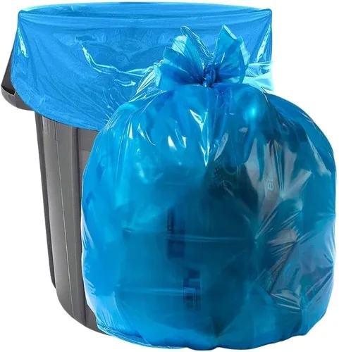 Vista 9 de Plasticplace Bolsas de reciclaje de 12-16 galones │ 1.2 mil │ Revestimientos para botes de basura azules con logotipo │ 24 x 31 pulgadas