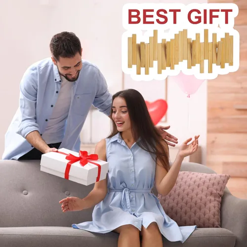 Vista 7 de MinBoo Perchero de bambú con múltiples ganchos, moderno, único, que ahorra espacio con 4 ganchos abatibles para colgar abrigos, decoraciones