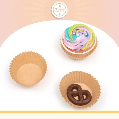 Vista 3 de qiqee 300 unidades de forros para magdalenas jumbo naturales forros para muffins de tamaño jumbo tazas para hornear de papel de tamaño jumbo sin