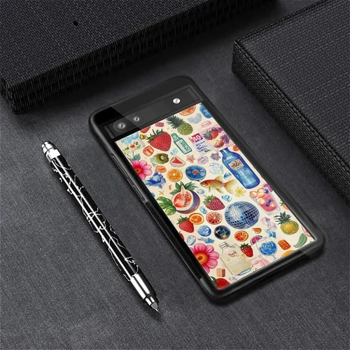 Vista 1203 de Compatible con Google Pixel 4A 5G Mobile Case Creative Acrylic Panel trasero Silicona Protección Grip especialmente diseñado para Google Pixel 4A 5G