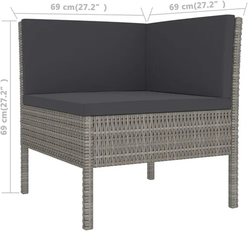 Vista 9 de Ensemble Salon de Jardin 8 Pièces Gris Anthracite Modulable avec Coussins, Meuble d'Extérieur Pour Terrasse et Balcon, Confortable et Résistant aux