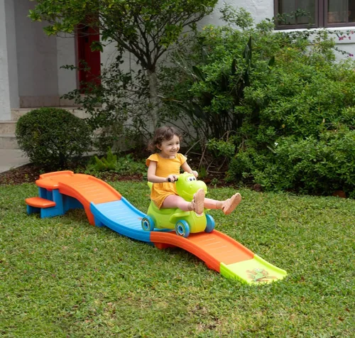Vista 7 de Step2 Dino Dash Up & Down Roller Coaster para niños, vehículo de juguete para empujar, juego de interior/exterior, hecho de plástico duradero
