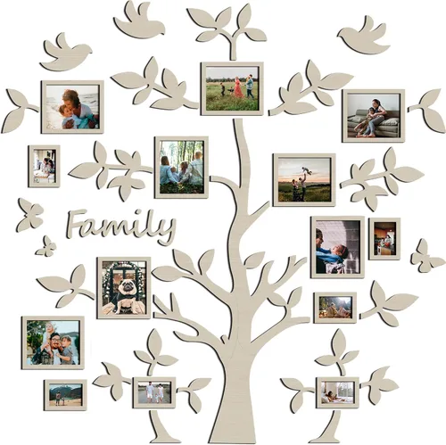 Vista 11 de JustLikeWood 39.3 x 39.3 pulgadas, diseño de árbol genealógico de madera grande para pared, diseño de baterias, removible, decoración de bricolaje