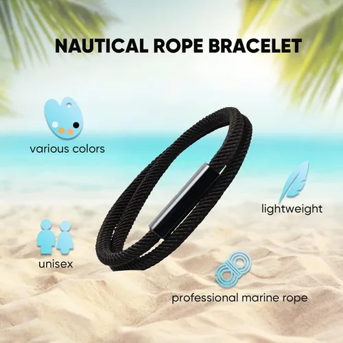 Vista 4 de Hisatan Pulsera de cuerda personalizada para hombre, cuerda trenzada náutica, con ojo de tigre y ágata negra, regalo para hombres y mujeres