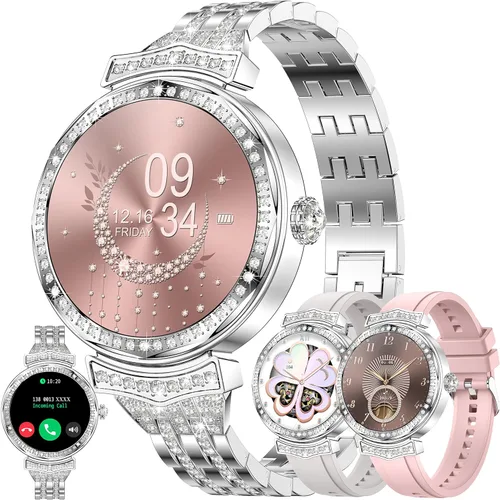 Vista 8 de Reloj inteligente (respuesta/haz llamadas) para mujeres, reloj inteligente AMOLED de 1.32 pulgadas para Android y para iPhone, rastreador