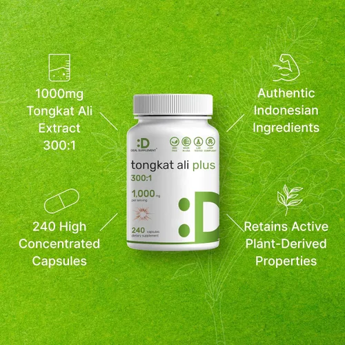 Vista 4 de Extracto de Tongkat Ali 300:1 con hierba de cabra cachonda 1,100 mg - Raíz de longifolia de Eurycoma Longjack Indonesia - Suplemento herbario extra