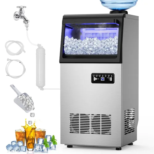 Vista 13 de Máquina de hielo Nugget para encimera 40 libras/día, contenedor de hielo de 10 libras, máquina de hielo de pellets suaves masticables de acero