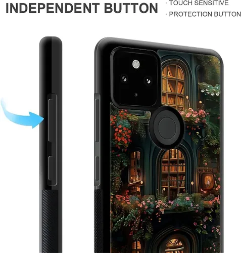 Vista 986 de Compatible con Google Pixel 4A 5G Mobile Case Creative Acrylic Panel trasero Silicona Protección Grip especialmente diseñado para Google Pixel 4A 5G