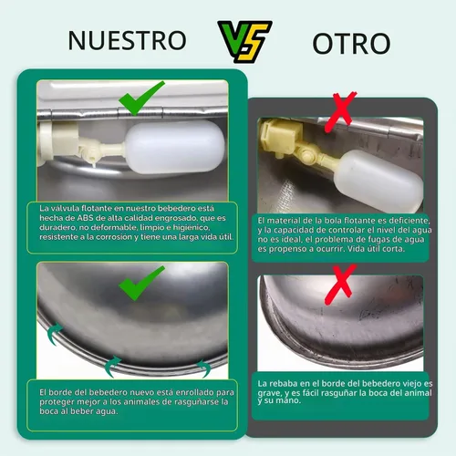 Vista 4 de Cuenco automático de agua potable de vaca, acero inoxidable 304 para caballos, cabra, cerdo, perro, con válvula de flotador de 1/2