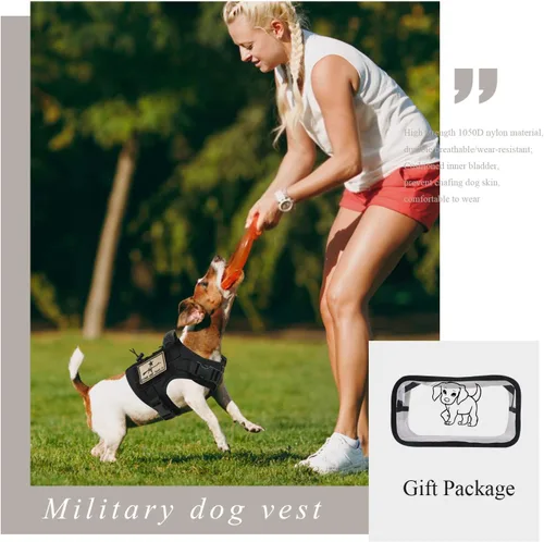 Vista 6 de Arnés táctico para perro, chaleco de entrenamiento al aire libre, chaleco ajustable para perro de trabajo militar con sistema Molle y mango de goma