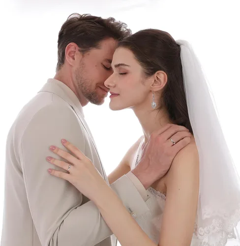Vista 4 de Meissa 2 anillos de pareja para hombres y mujeres de plata de ley 925, anillos de boda anchos, tamaño ajustable, anillo de promesa a juego, anillos