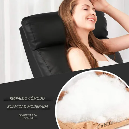 Vista 6 de BestMassage Silla reclinable con función de masaje de 2 puntos Negra con soporte lumbar, respaldo ajustable, reposabrazos anchos, reposapiés
