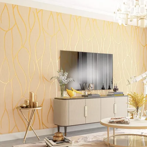 Vista 10 de Papel pintado no tejido con patrón geométrico nórdico de líneas modernas, simple y elegante para sala de estar, fondo para televisión, decoración