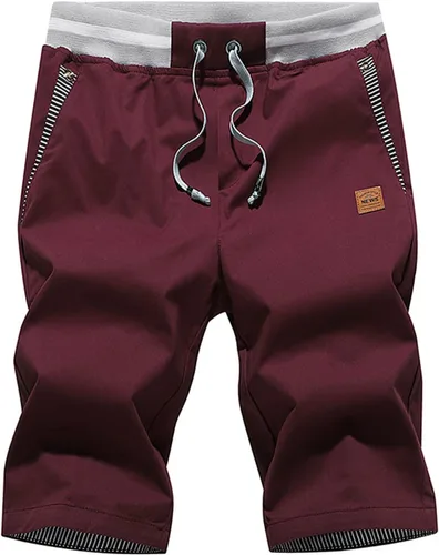 Vista 57 de JustSun Pantalones cortos para hombre, estilo casual, de algodón, con cintura elástica y bolsillos Negro