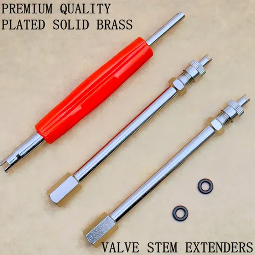 Vista 3 de Extensores de vástago de válvula doble de 2 pulgadas, juego de 2 piezas, resistente, 1.969 in, recto, de metal, extensiones de vástago de válvula