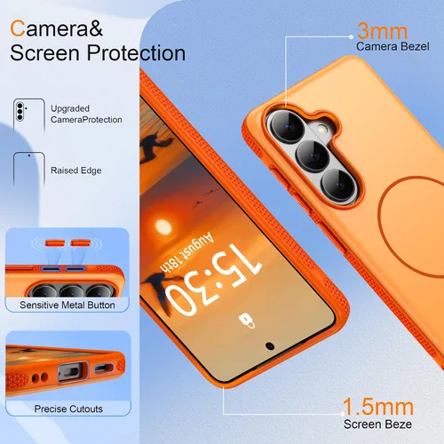Vista 545 de Jshru Funda para Samsung Galaxy S26 Plus/Galaxy S25 Plus: para Galaxy S24 Plus [compatible con Magsafe] [2 protectores de pantalla HD] cubierta