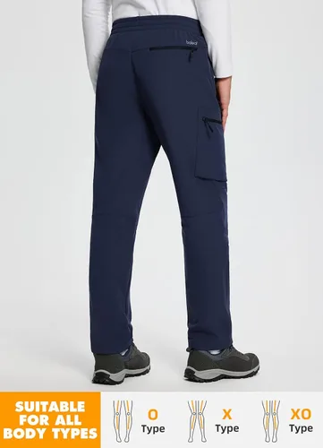 Vista 2 de BALEAF Pantalones cargo de senderismo con forro polar para hombre, impermeables, softshell y bolsillos con cremallera