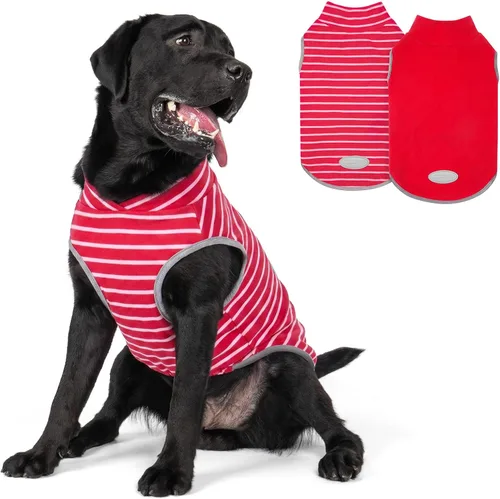Vista 22 de cyeollo Paquete de 2 suéteres de forro polar para perro, chaleco cálido reflectante para perro, abrigo elástico para perro, chaqueta de invierno 1#